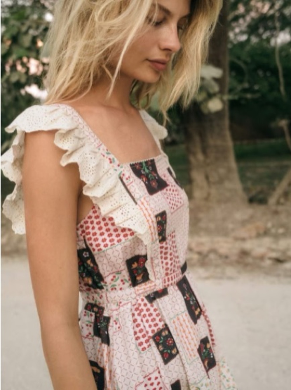 Christy Dawn Paz Midi Dress with Lace + Patchwork Floral Print - Picture 3 of 6